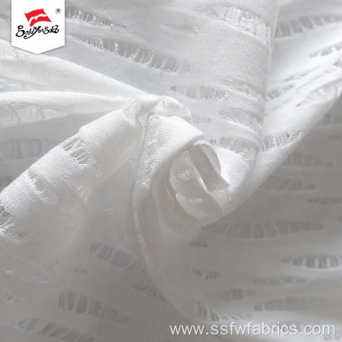 White 100% Polyester Jacquard Fabric For Dress